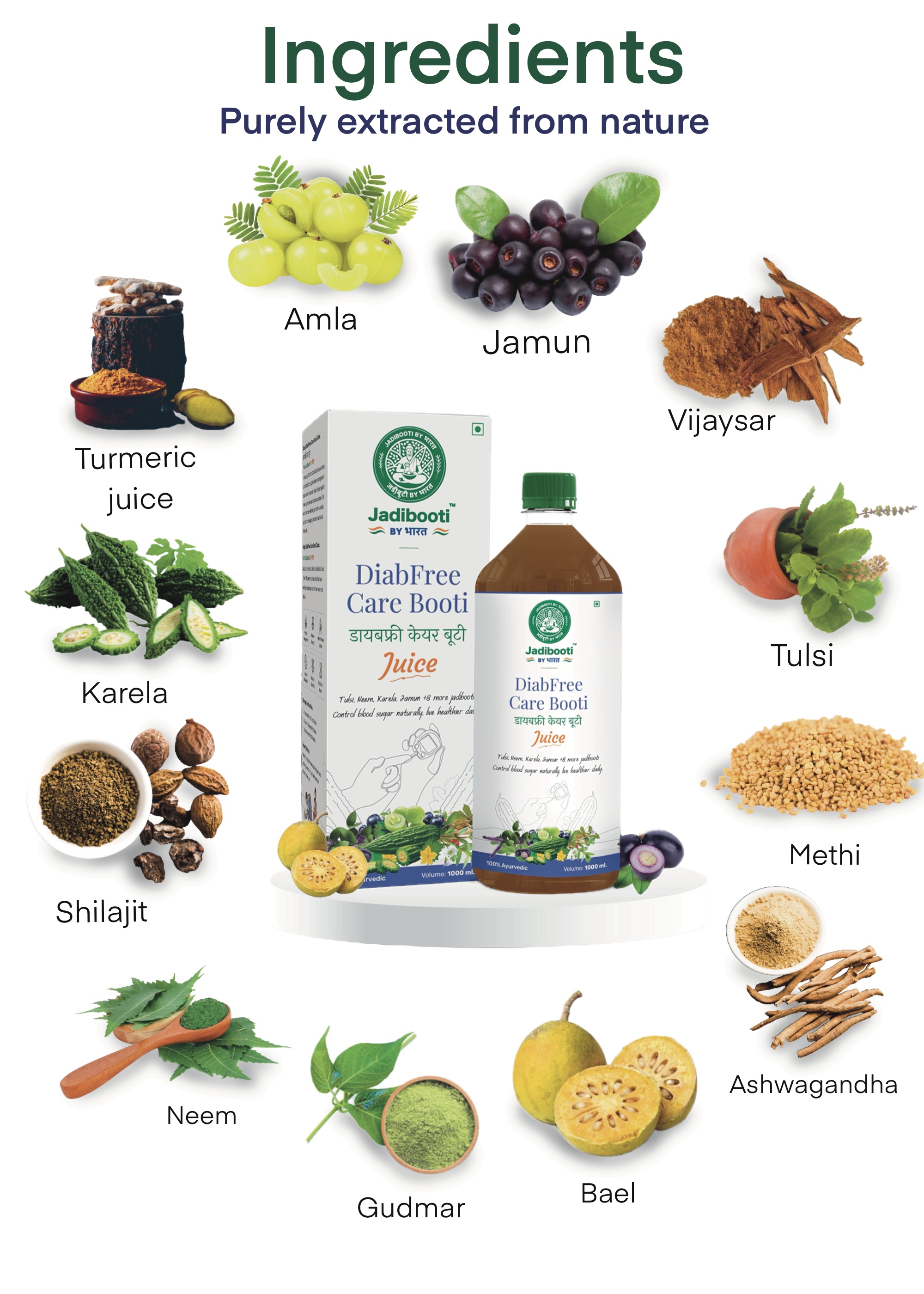 Jadibooti Digest Care Booti Juice – 1000ml Ayurvedic tonic with 10+ pulped herbs to improve digestion and reduce acidity naturally